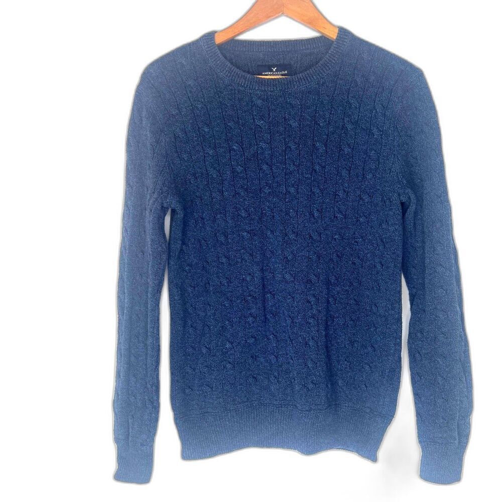 American Eagle Cable Knit Pullover Sweater Neutral Basic Fisherman Size Small